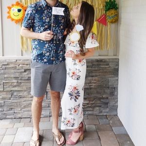 Chic Floral White Midi Dress